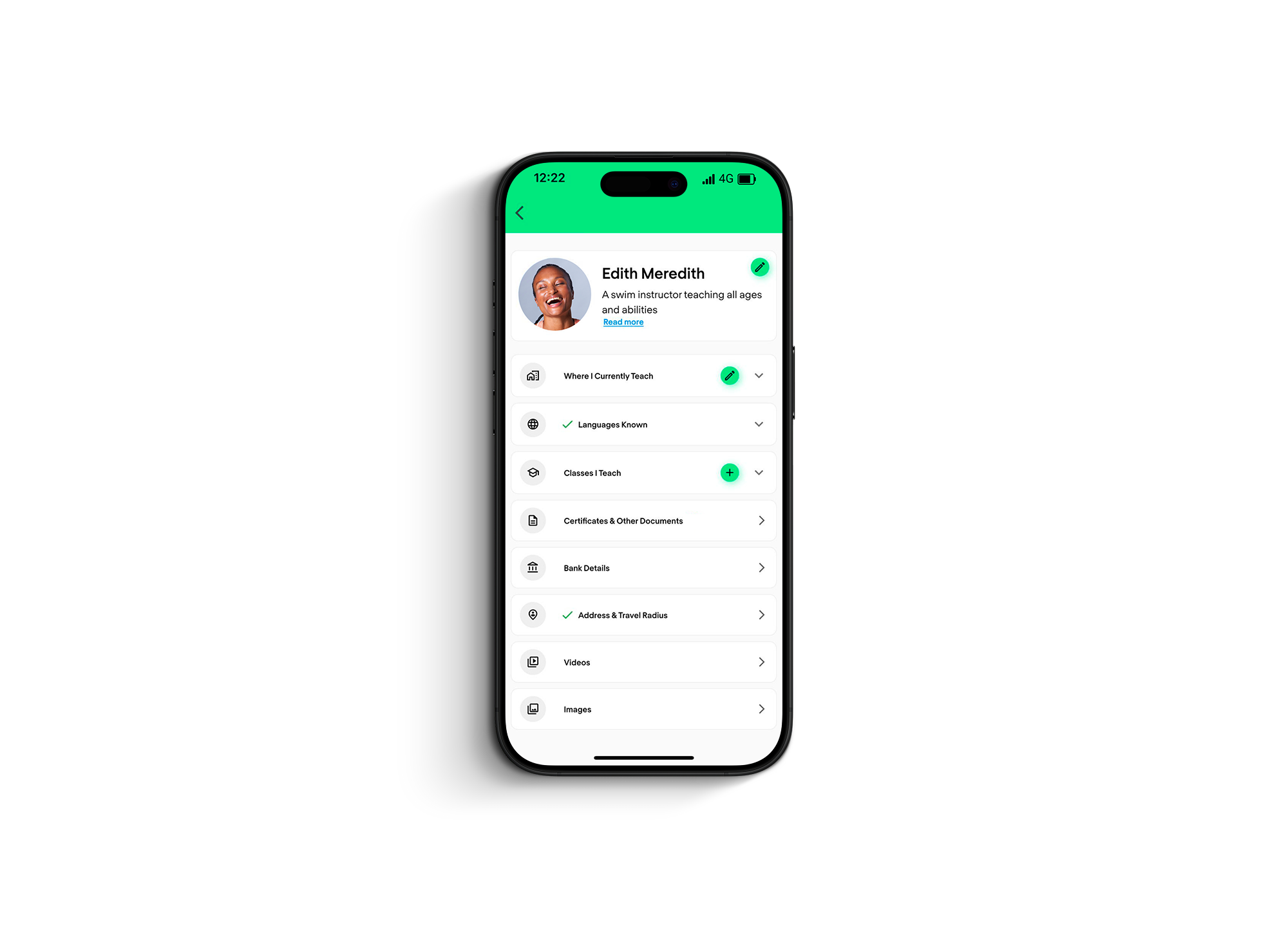 CoverMe instructor profile showing verified qualifications and compliance documents